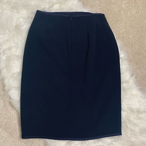 Ann Taylor Faux Wrap Navy Blue Skirt - Picture 2 of 8